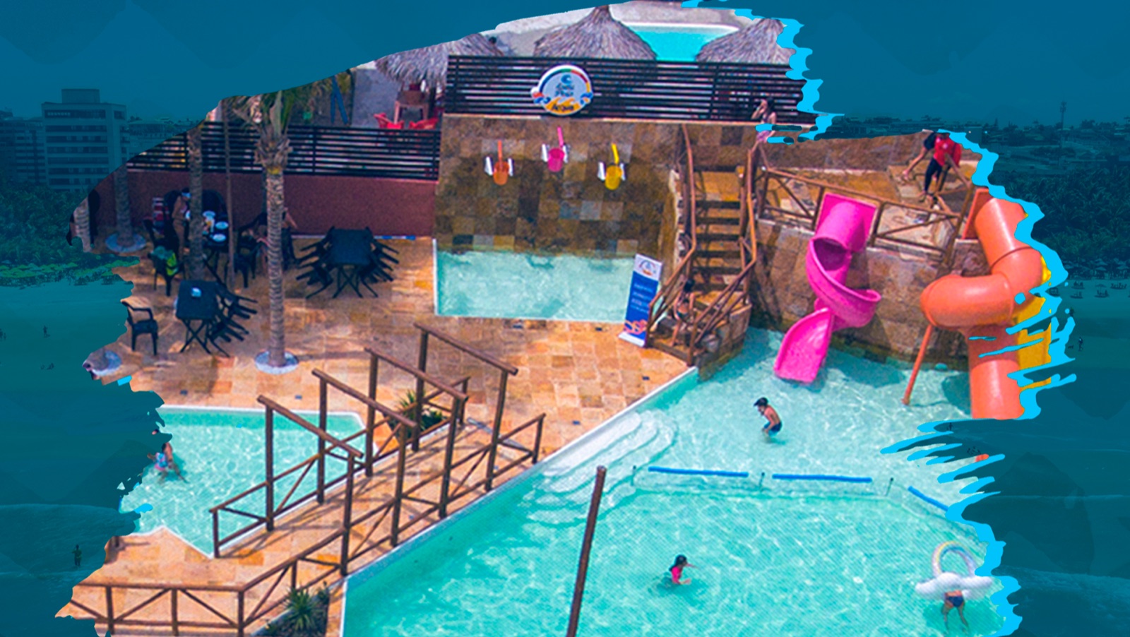 Pool and family leisure structure at Santa Praia in Fortaleza