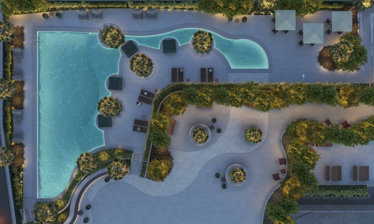 Bothanic Residence — aerial pool view