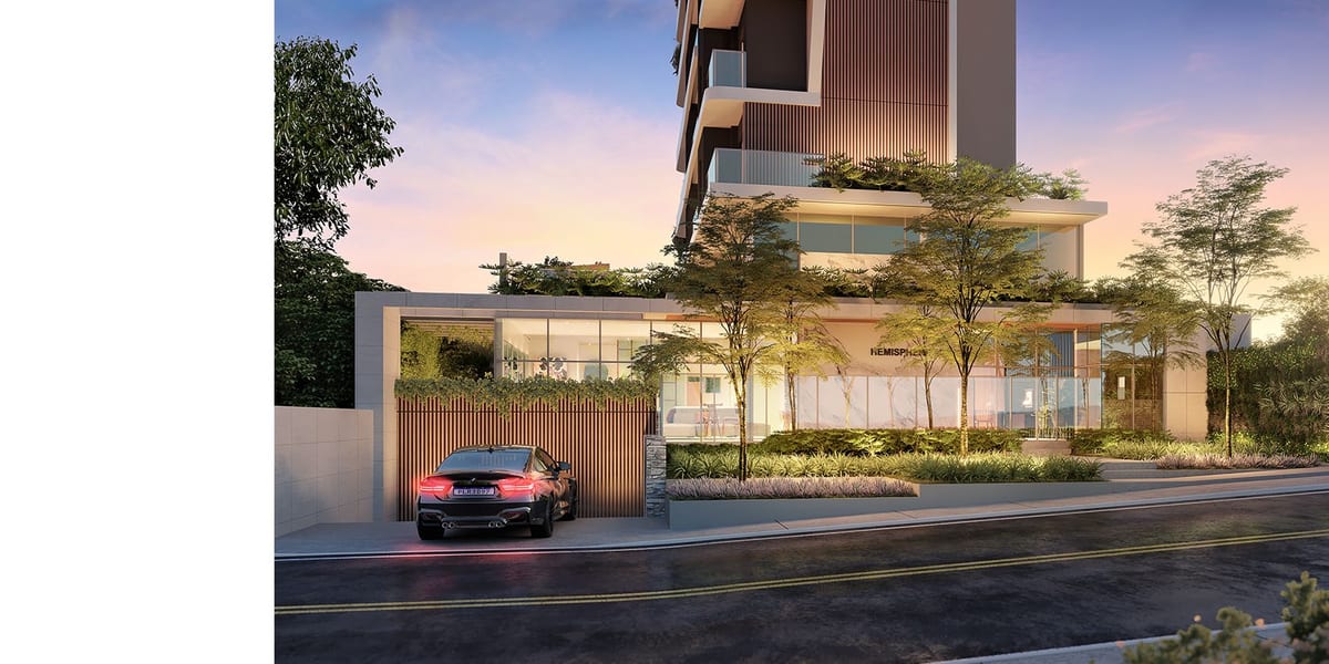 Hemisphere Residence — Landscaped vehicle entrance