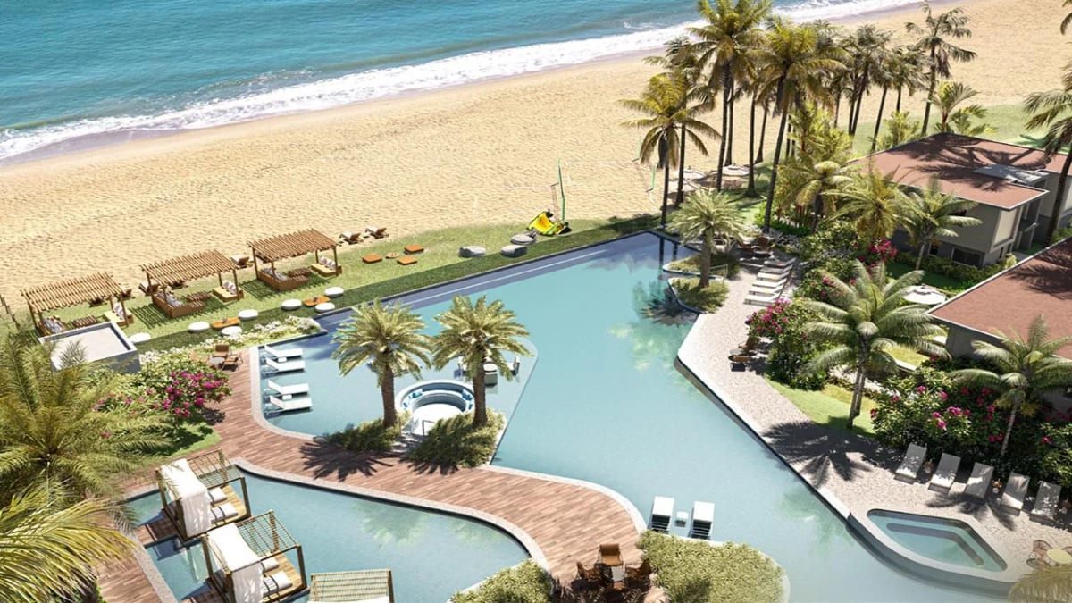 Pool and landscaped grounds at Ocean Garden Cumbuco