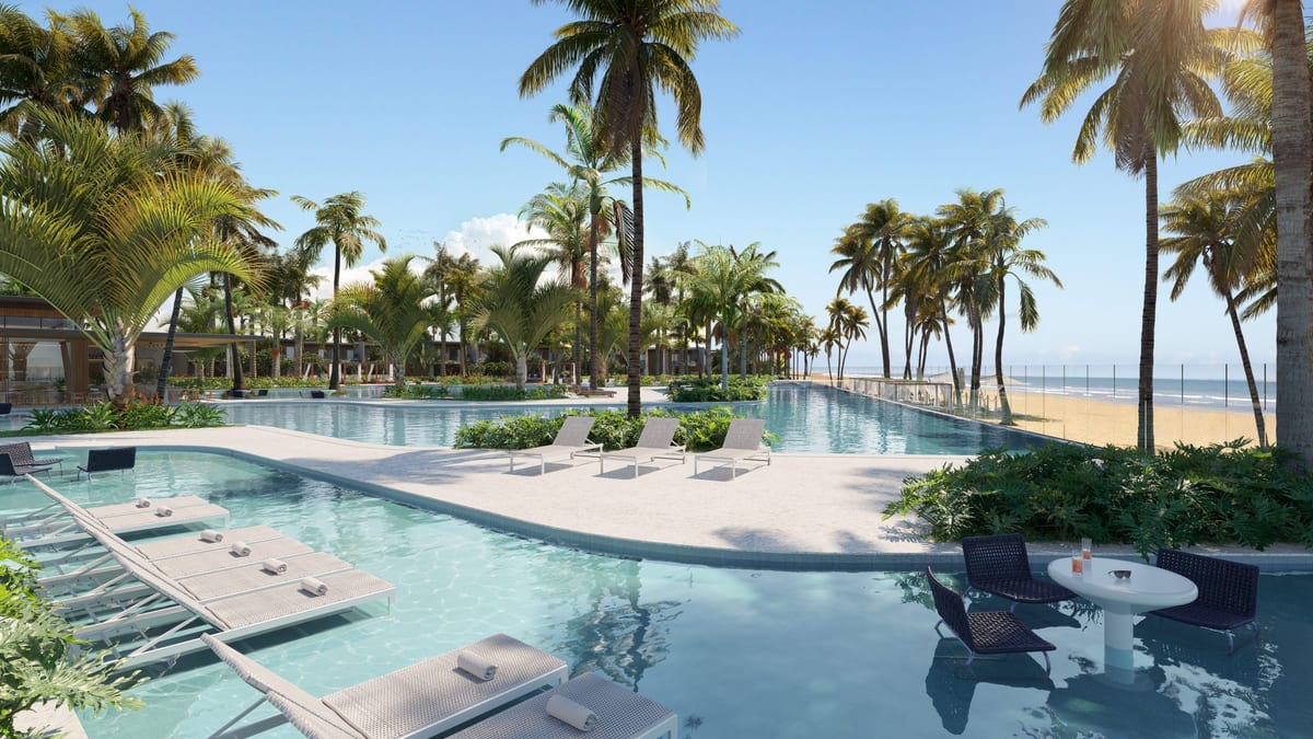 Ocean Garden resort pool near the beach in Porto das Dunas