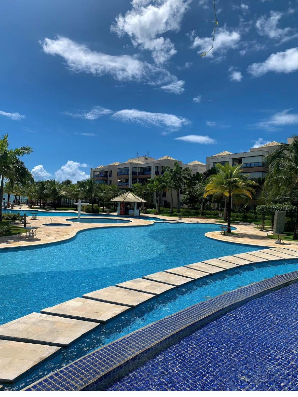 Wai Wai swimming pool surrounded by palms and condominium buildings