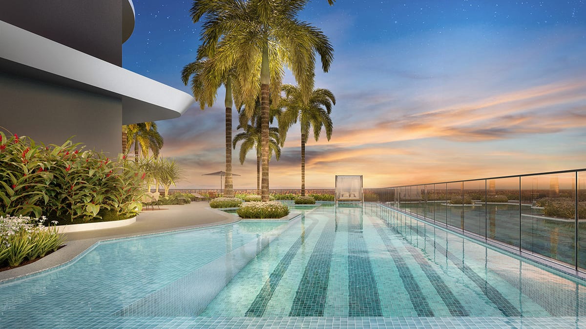 Resort pool and tropical landscaping at Wind Meireles